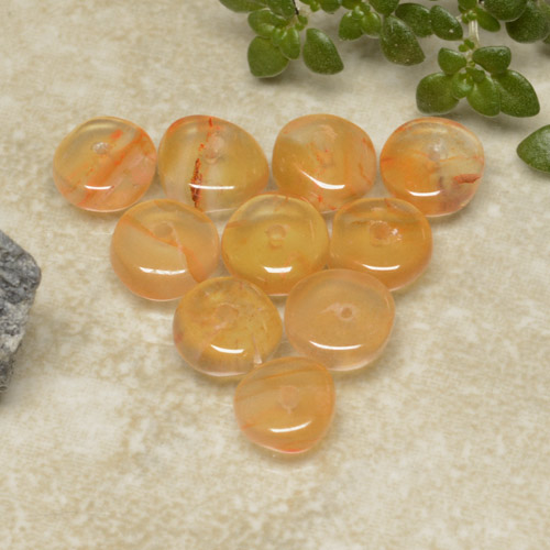 Honig-orange Karneol Edelstein - 0.5ct Rondelleschliff (ID: 480169)