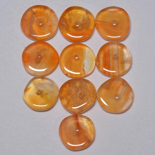Medium Orange 红玉髓 Gem - 0.5ct 圆板型 (ID: 480173)