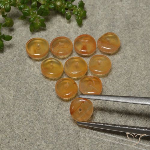 Lotto di 10 pezzi Corniola Albicocca Arancia taglio fantasia dall'India - Dimensioni 5,2x5,2 mm, peso 4,06 ct totali / media. 0,41 ct ciascuno, durezza Mohs 6,5 - 7 adatto per gioielli da indossare ogni giorno, Photo A
