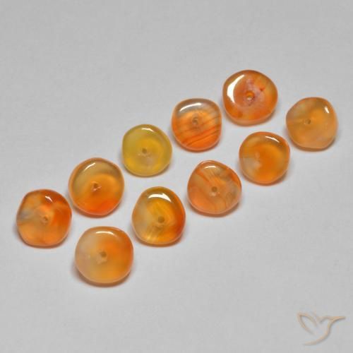 5.07 ctw Orange Carnelian Stones, Natural Carnelian in Rondelle Shape for Sale