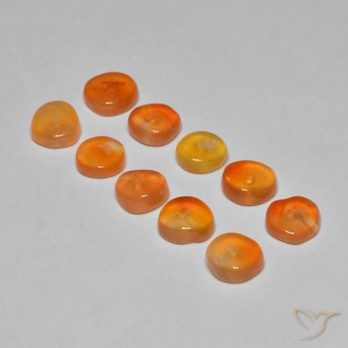 Carnelian Gemstones in 5.3 x 5.3 mm Size for Sale, Carnelian Stones in Apricot Orange Color
