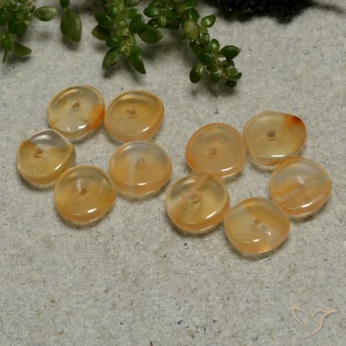 Lotto di 10 pezzi Corniola arancione taglio fantasia Corniola - Peso 3,41 ct totali / media. 0,34 ct ciascuno, misura 5,2x5,2 mm, colore: Arancione brillante, durezza Mohs 6,5 - 7 adatto per gioielli da indossare ogni giorno, Photo A