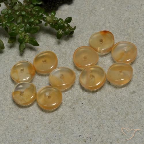 Carnelian Gemstones in 5.2 x 5.2 mm Size for Sale, Carnelian Stones in Bright Orange Color