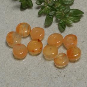 5.59 ctw Orange Carnelian Gemstones, Carnelian Gems in Rondelle Shape for Sale.