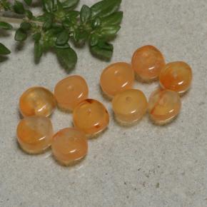 Carnelian Gemstones in 5.2 x 5.2 mm Size for Sale, Carnelian Stones in Medium Orange Color