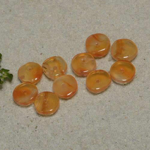 Carnelian Gemstones in 6.4 x 6.1 mm Size for Sale, Carnelian Stones in Apricot Orange Color