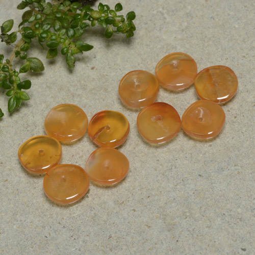 Apricot Orange 红玉髓 Gem - 0.6ct 圆板型 (ID: 480319)