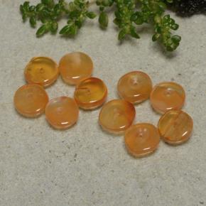 Carnelian Gemstones in 6.4 x 6.4 mm Size for Sale, Carnelian Stones in Apricot Orange Color