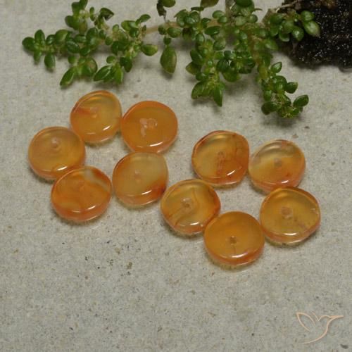 6.42 ctw Orange Carnelian Stones, Natural Carnelian in Rondelle Shape for Sale