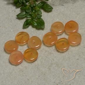 Carnelian Gemstones in 6 x 6 mm (calibrated) Size for Sale, Carnelian Stones in Medium Orange Color