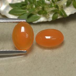 2.14 ctw Orange Carnelian Gemstones, Carnelian Gems in Oval Cabochon Shape for Sale.