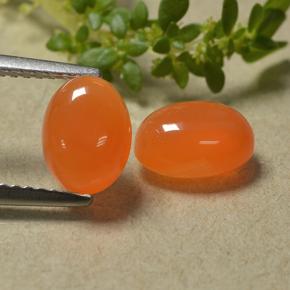 2.93 ctw Orange Carnelian Gemstones, Carnelian Gems in Oval Cabochon Shape for Sale.