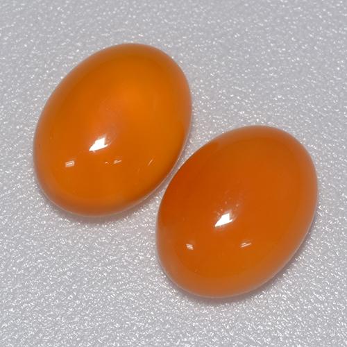 2.61 ctw Orange Carnelian Gemstones, Carnelian Gems in Oval Cabochon Shape for Sale.