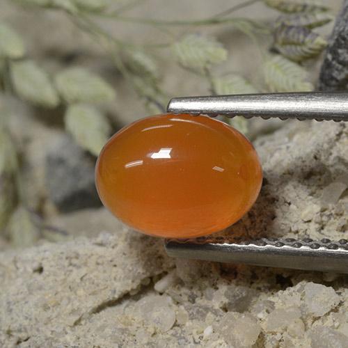 1.33 ct Orange Carnelian Stone, Natural Carnelian in Oval Cabochon Shape for Sale