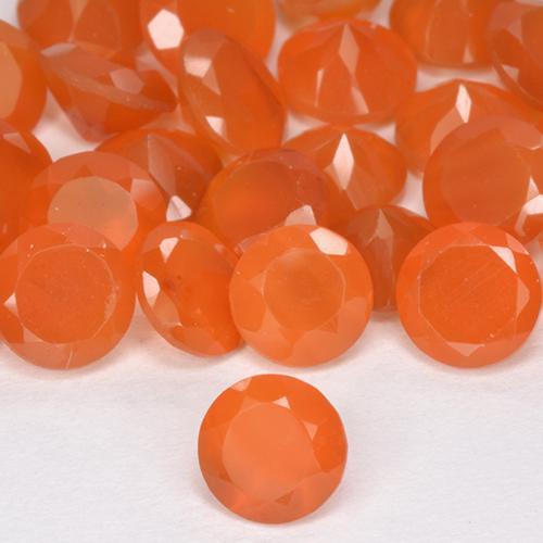0.46 ct Orange Carnelian Stone, Natural Carnelian in Round Facet Shape for Sale