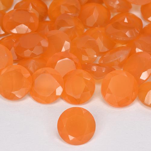 0.67 ct Orange Carnelian Gemstone, Carnelian Gem in Round Facet Shape for Sale.