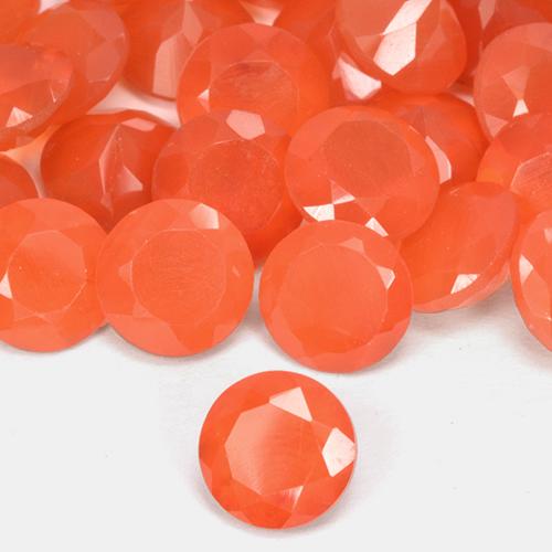 0.47 ct Orange Carnelian Stone, Natural Carnelian in Round Facet Shape for Sale
