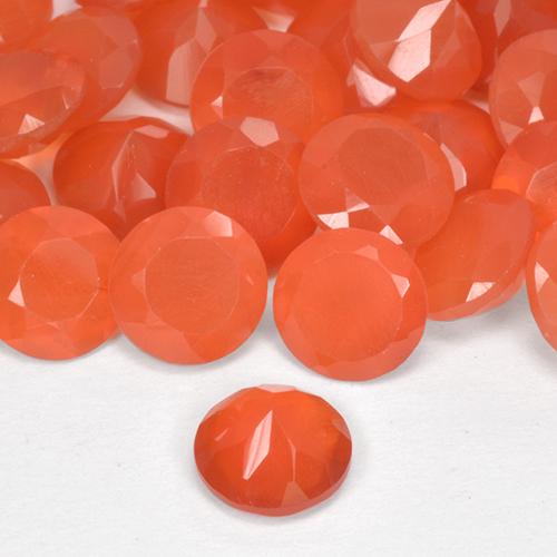 Carnelian Gemstone in 5.2 mm Size for Sale, Carnelian Stone in Fire Orange Color