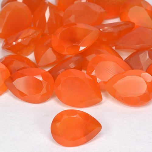 0.63 ct Orange Carnelian Gemstone, Carnelian Gem in Pear Facet Shape for Sale.