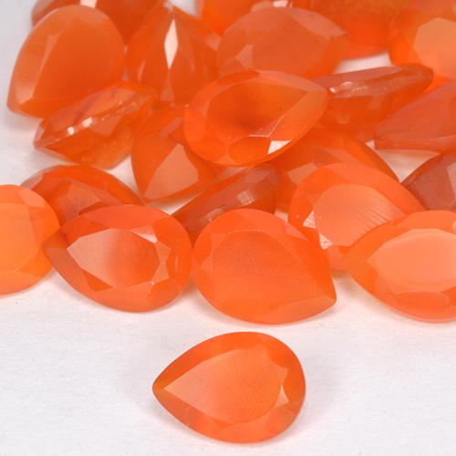 0.63 ct Orange Carnelian Stone, Natural Carnelian in Pear Facet Shape for Sale