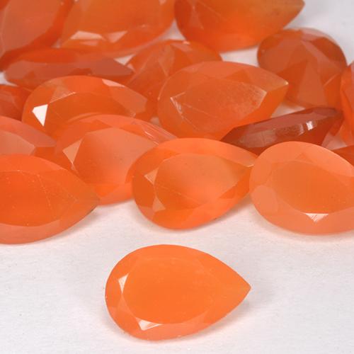 0.74 ct Orange Carnelian Gemstone, Carnelian Gem in Pear Facet Shape for Sale.