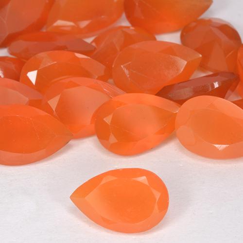 0.74 ct Orange Carnelian Stone, Natural Carnelian in Pear Facet Shape for Sale