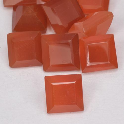 0.57 ct Red Carnelian Gemstone, Carnelian Gem in Square Step-Cut Shape for Sale.