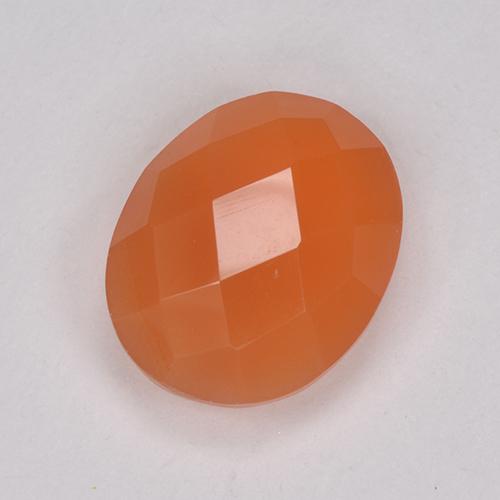 Naranja melocotón vívido Cornalina Gema - 2.3ct Óvalo checkerboard (en ambos lados) (ID: 514690)