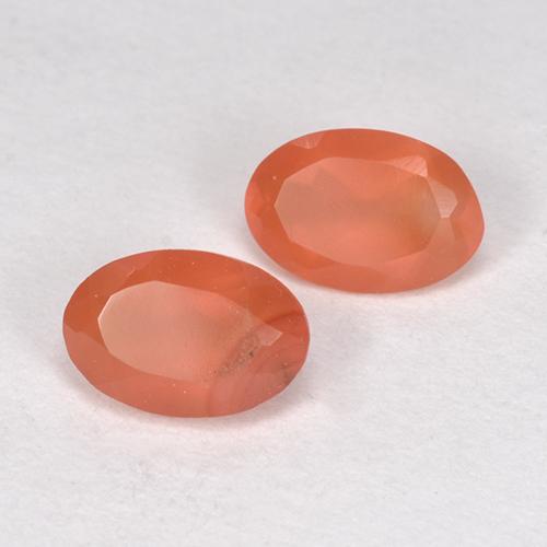 0.82 ctw Orange Carnelian Stones, Natural Carnelian in Oval Facet Shape for Sale
