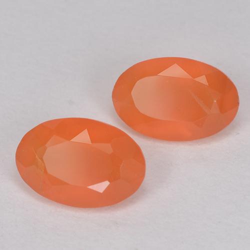0.77 ctw Orange Carnelian Stones, Natural Carnelian in Oval Facet Shape for Sale