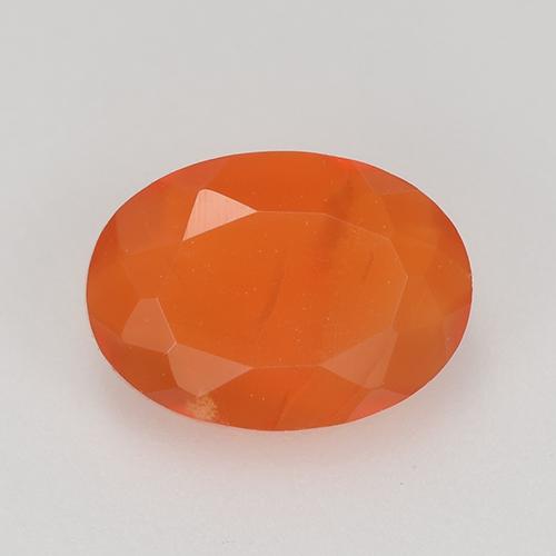 Arancione rossastra Corniola Gem - 0.7ct Ovale sfaccettato (ID: 515625)