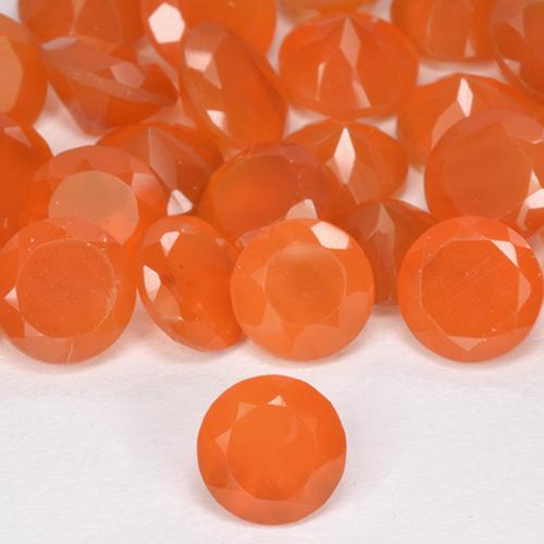 2.29 ctw Orange Carnelian Gemstones, Carnelian Gems in Round Facet Shape for Sale.
