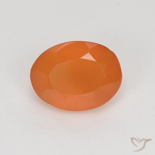 Corniola 8 x 6,1mm arancione Ovale sfaccettato dall'India, peso di 1,03 ct, gemma naturale non trattati in purezza Translucent, 1 pezzo Corniola - Colore: Arancia Albicocca tiepida Warm, durezza Mohs di 6,5 - 7 adatto per gioielli da indossare ogni giorno, Photo A