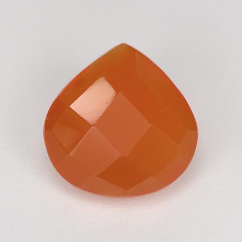 8.1 x 8mm Pear Double-sided Checkerboard Orange Carnelian from India, Weight of 1.52ct, Natural untreated gemstone in Translucent Clarity, 1pc Carnelian - the Color is Bright Orange, Mohs Hardness of 6.5 - 7 suitable for daily wear jewelry, Photo A