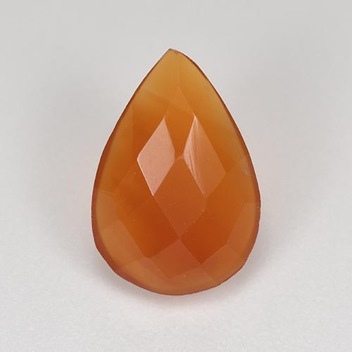 Medium Orange Carnelian Gem - 1.4ct Pear Checkerboard (ID: 522868)