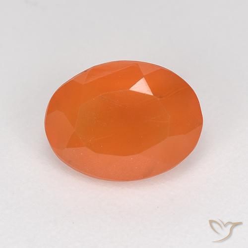 Corniola 7,8 x 6mm arancione Ovale sfaccettato dall'India, peso di 0,96 ct, gemma naturale non trattati in purezza Translucent, 1 pezzo Corniola - Colore: Arancio Medio, durezza Mohs di 6,5 - 7 adatto per gioielli da indossare ogni giorno, Photo A