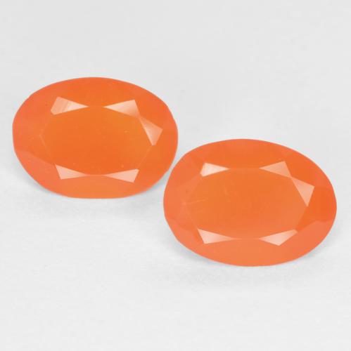 1.12 ctw Orange Carnelian Gemstones, Carnelian Gems in Oval Facet Shape for Sale.