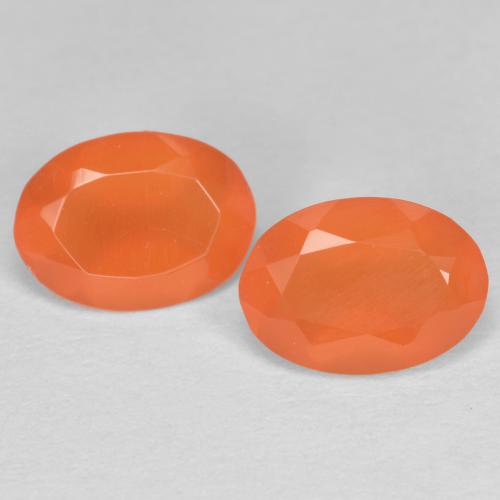 rötlich-orange Karneol Edelstein - 0.6ct Oval facettiert (ID: 556162)