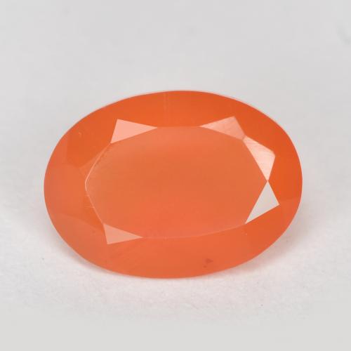 0.72 ct Orange Carnelian Gemstone, Carnelian Gem in Oval Facet Shape for Sale.