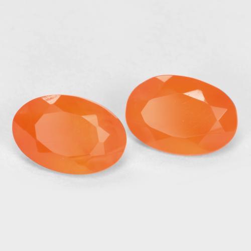 0.77 ctw Orange Carnelian Stones, Natural Carnelian in Oval Facet Shape for Sale