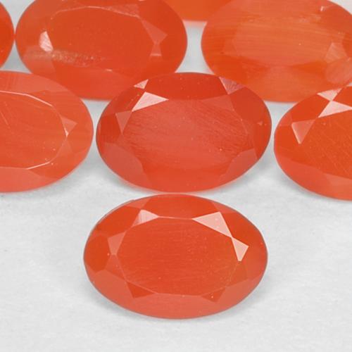 Темно-красновато-оранжевый Карнеол Камень - 0.4ct Фасетный Овал (ID: 574242)
