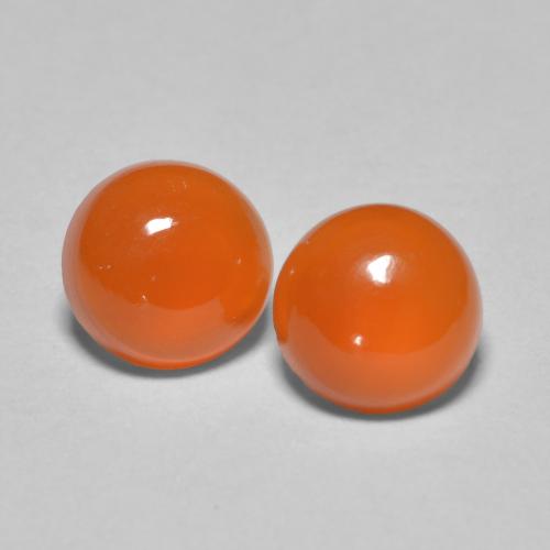 Fire Orange Carnelian Gem - 0.8ct Round Cabochon (ID: 587096)