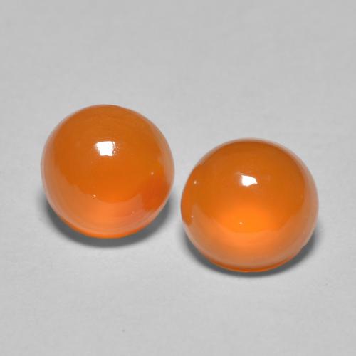 Orange abricot chaud Cornaline gemme - 0.9ct Cabochon rond (ID: 587099)