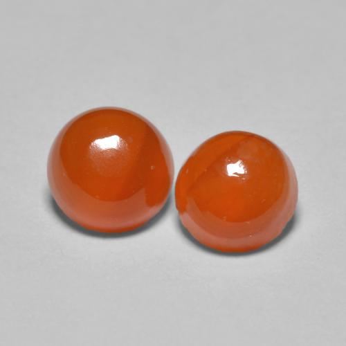 Fire Orange Carnelian Gem - 0.8ct Round Cabochon (ID: 587100)