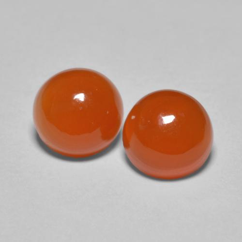 Fire Orange Carnelian Gem - 0.9ct Round Cabochon (ID: 587101)
