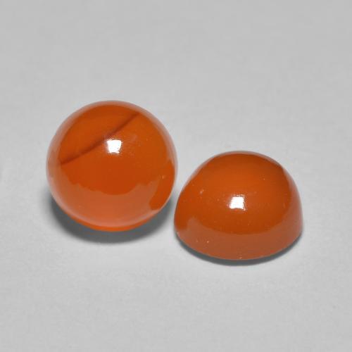 1.89 ctw Orange Carnelian Stones, Natural Carnelian in Round Cabochon Shape for Sale