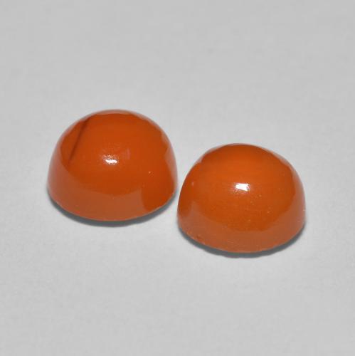 Carnelian Gemstones in 6 mm (calibrated) Size for Sale, Carnelian Stones in Medium Orange Color