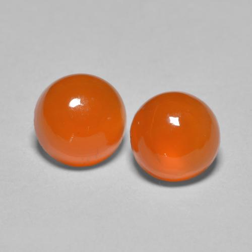 Intense Orange Carnelian Gem - 0.9ct Round Cabochon (ID: 587103)