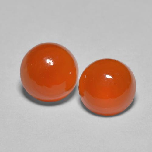 Fire Orange Carnelian Gem - 0.8ct Round Cabochon (ID: 587104)