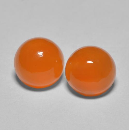 1.79 ctw Orange Carnelian Gemstones, Carnelian Gems in Round Cabochon Shape for Sale.